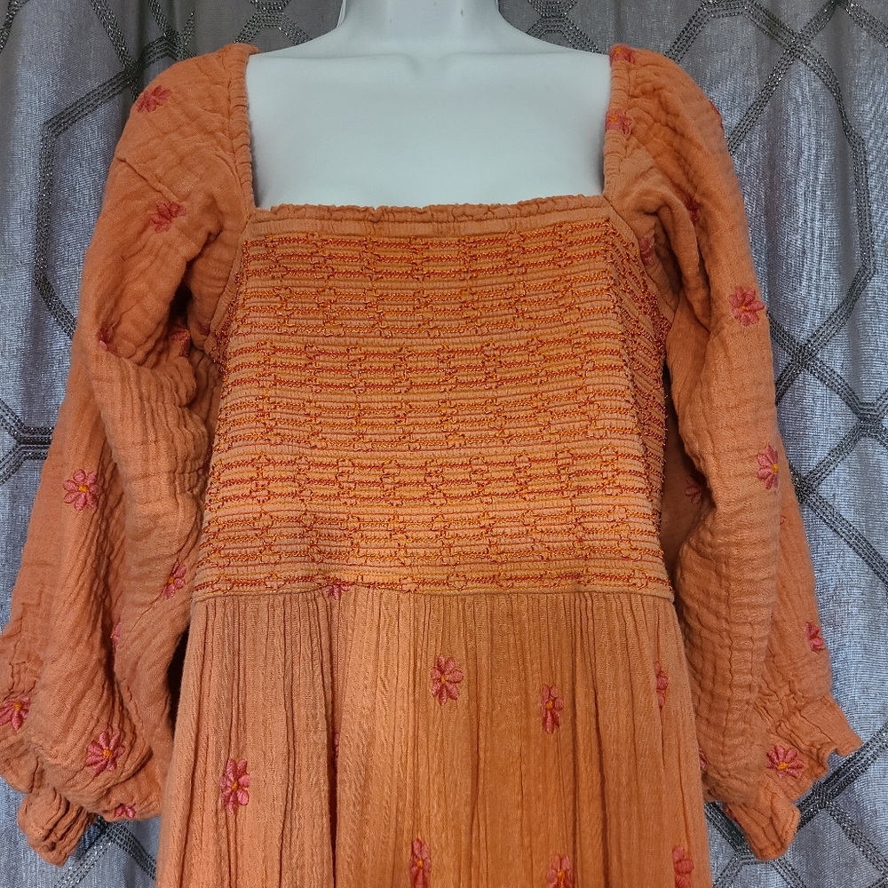 Free People Orange Embroidered Maxi Dress - Picture 3 of 4